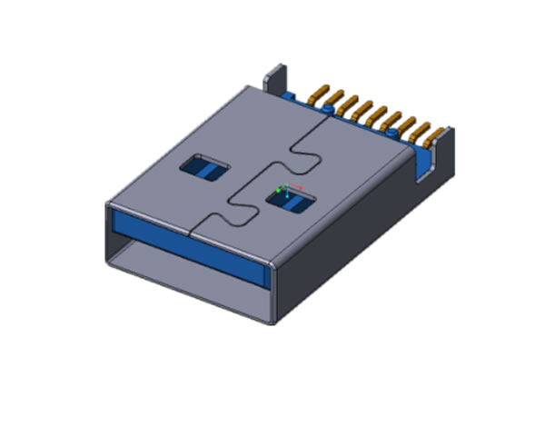 USB 3.0 AN SMT 沉板1.95 L=18.7有柱，外殼腳長(zhǎng)3.7